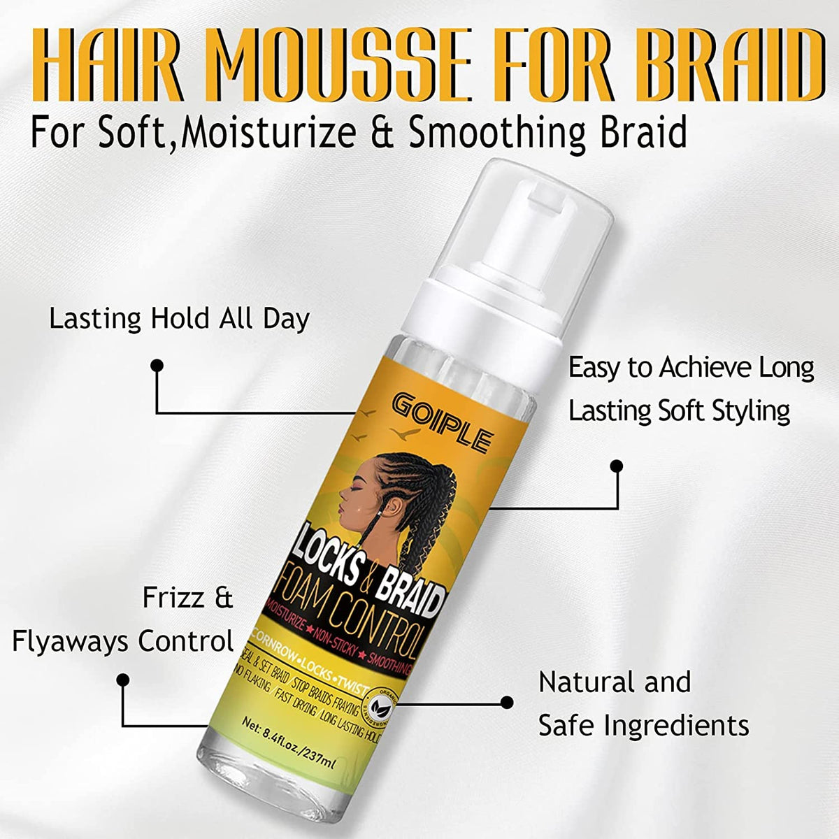 Goiple mousse foam texture dispensed illustrating lightweight spreadability benefit