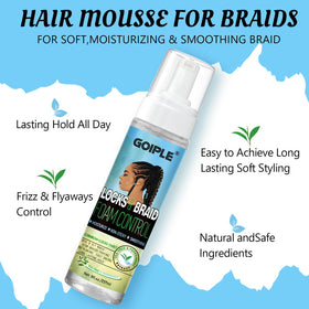 Goiple being applied to finished braids by hand to control frizz