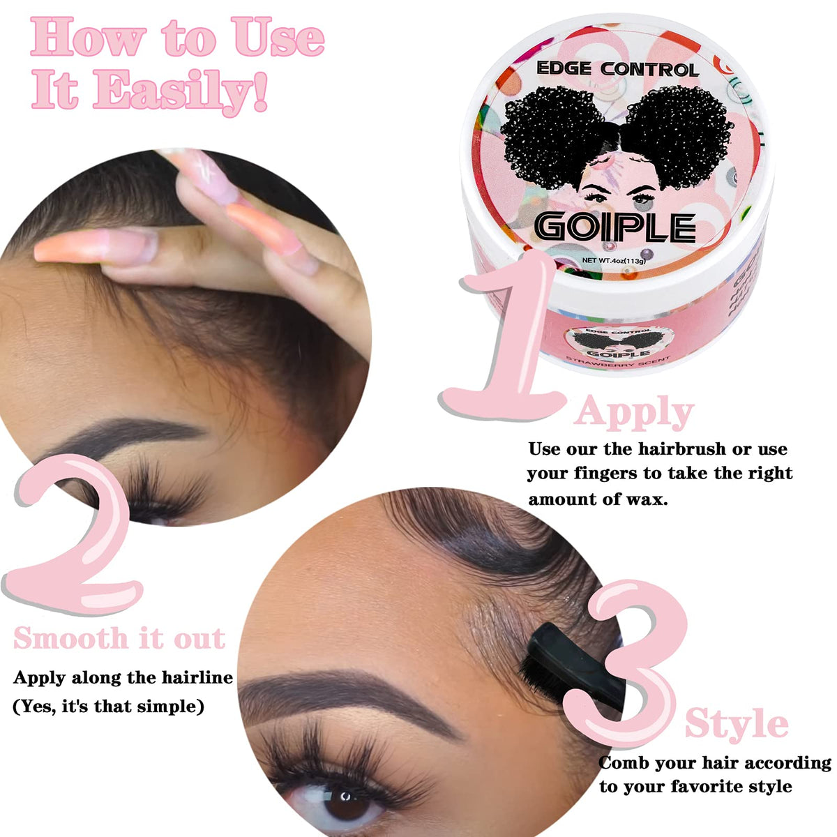 Goiple being applied to hairline to smooth baby hairs and add hold