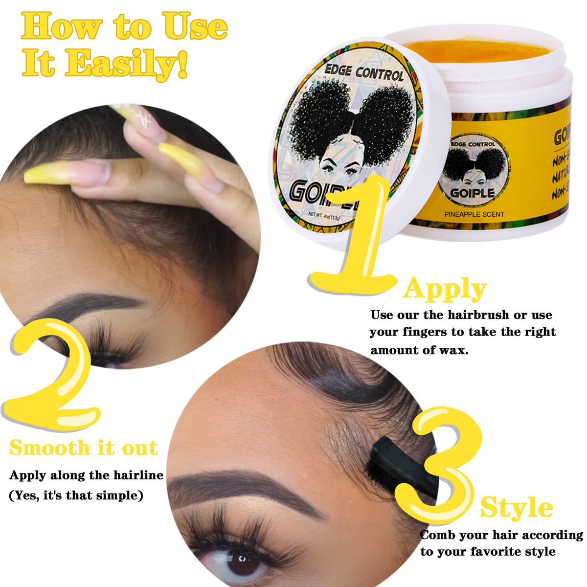 Goiple being applied at hairline demonstrating precise edge control benefit