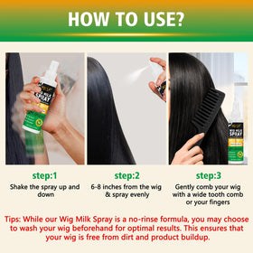 Goiple before and after detangling wig, displays smoother, shinier fibers