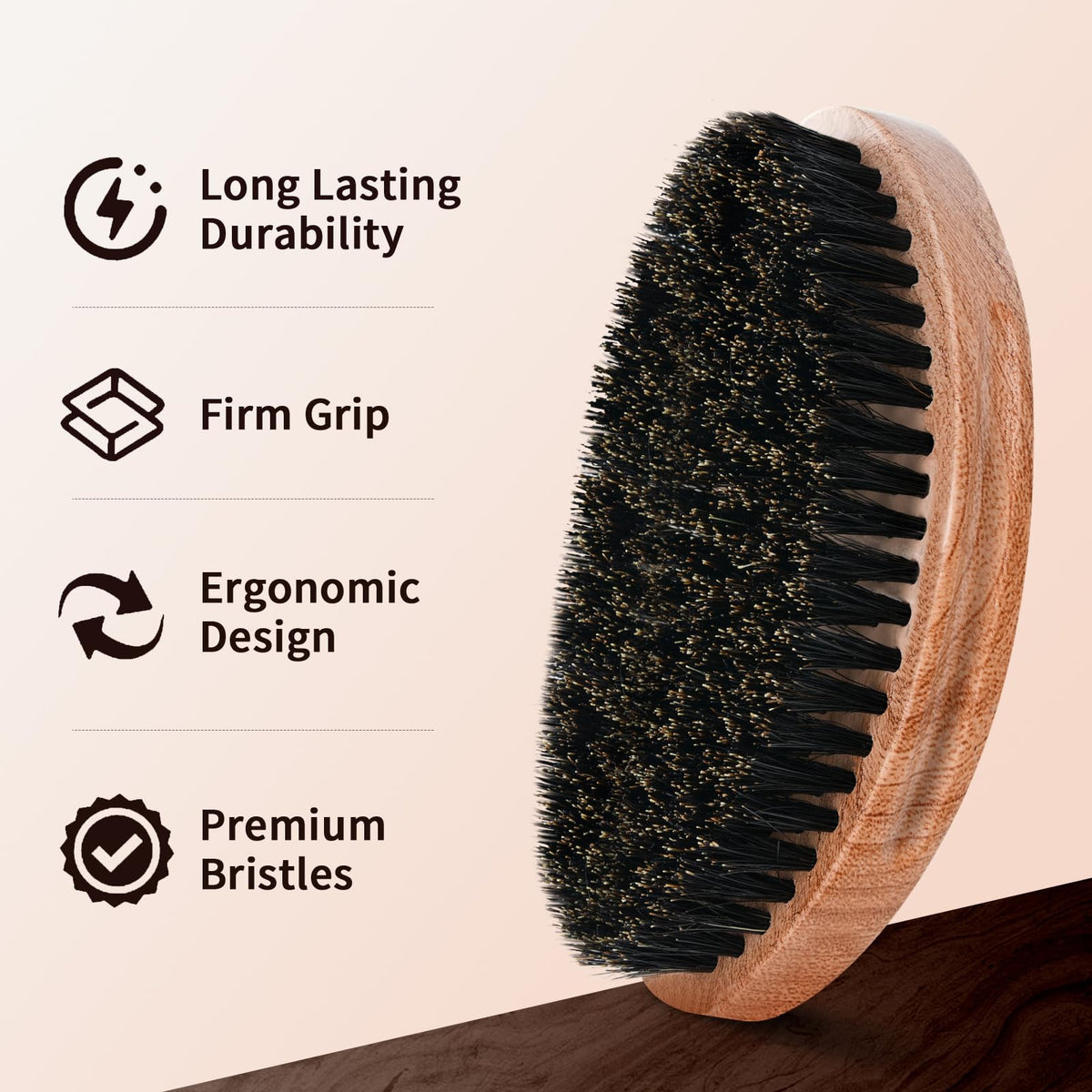 Goiple boar bristle detail showing dense bristles for even product distribution