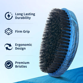 Goiple macro of mixed boar and nylon bristles showing durable fibers for even oil distribution