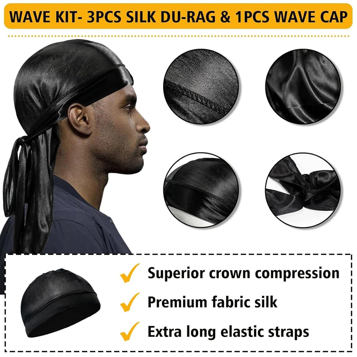 Goiple brush and silky durag kit flatlay for wave training routine
