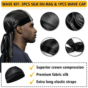 Goiple brush and silky durag kit flatlay for wave training routine