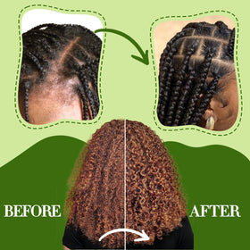 Goiple comb brushing action on locs showing even product distribution