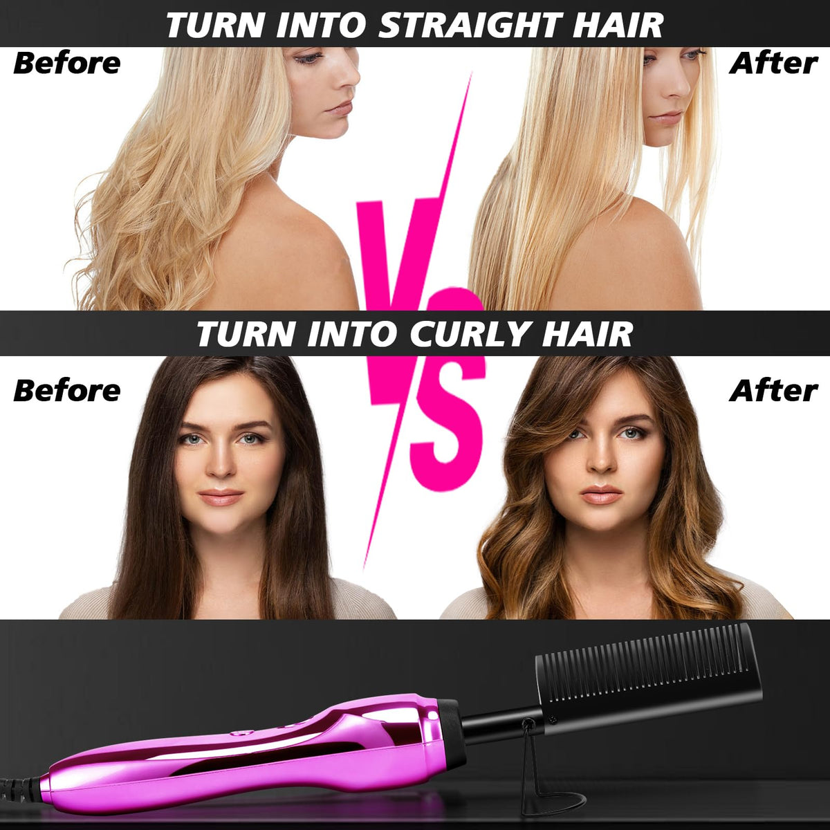 Goiple comb size comparison with hand showing lightweight design and easy handling benefit