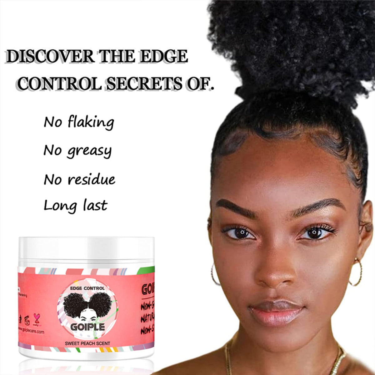 Goiple close-up on hairline showing smoothed baby hairs benefit