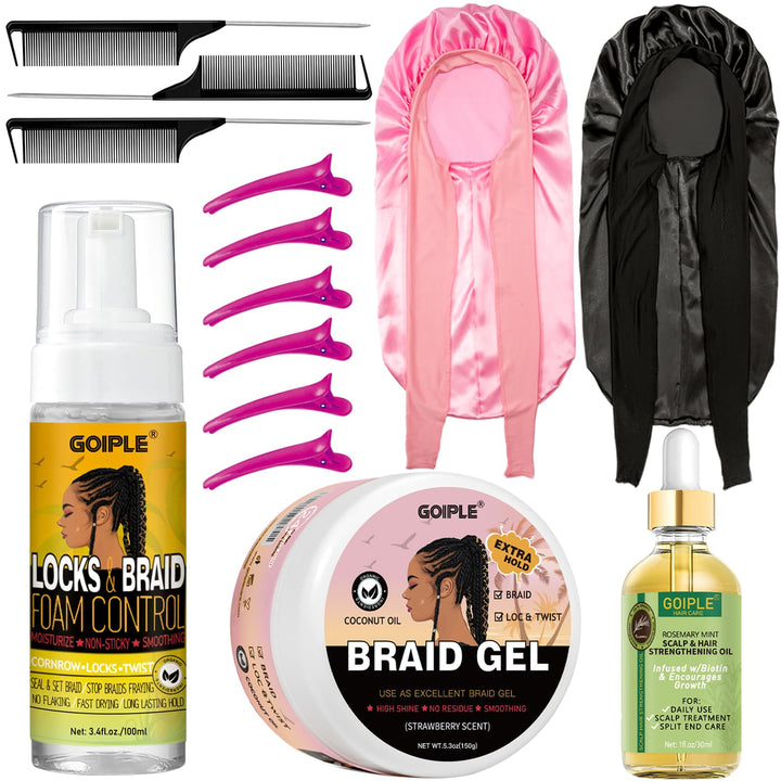 Goiple front packaging showing full braiding kit and benefits