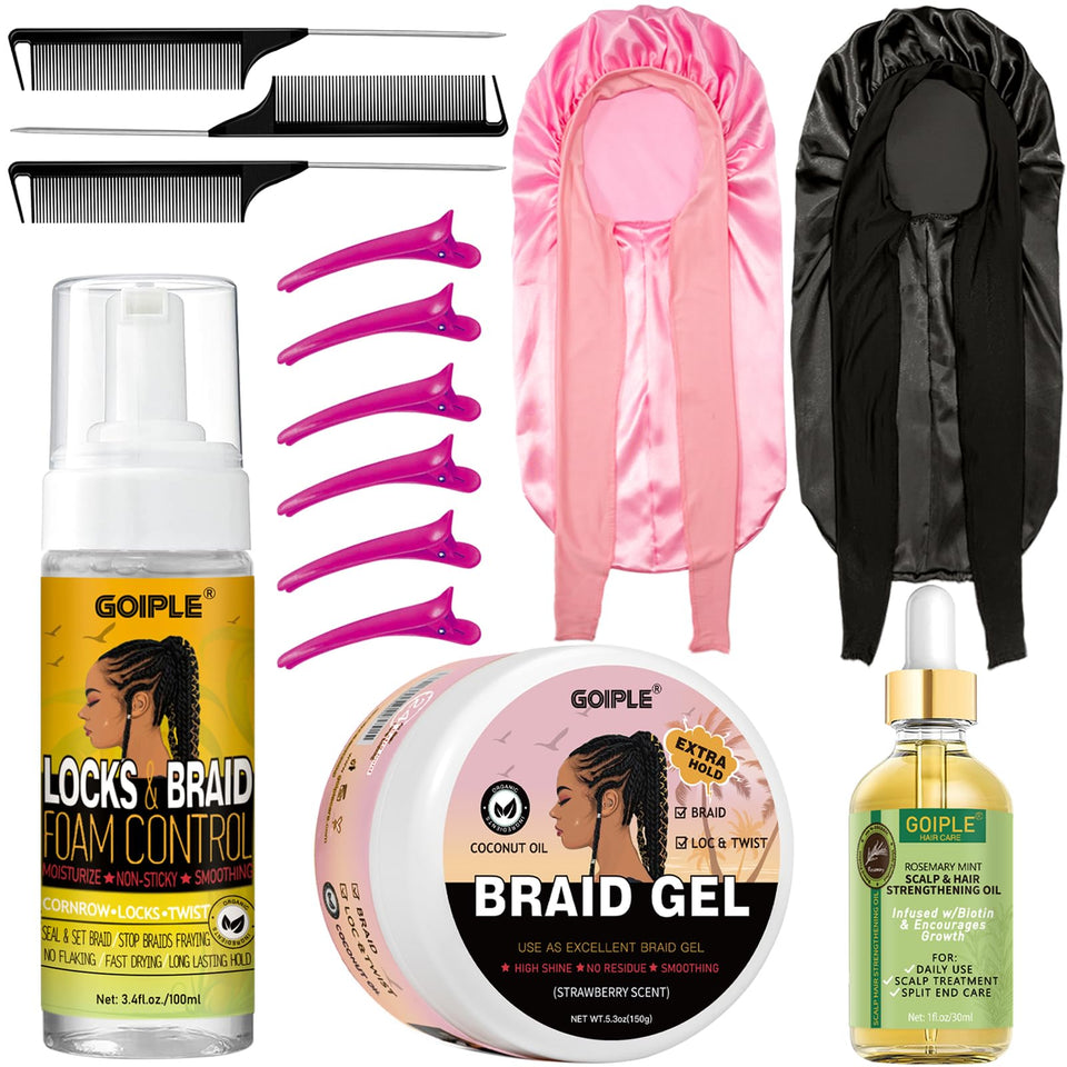 Goiple front packaging showing full braiding kit and benefits