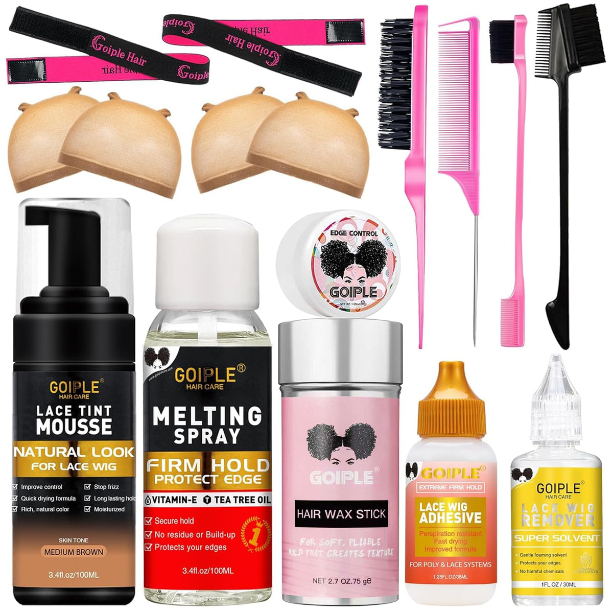Goiple front packaging showing complete lace glue kit benefits