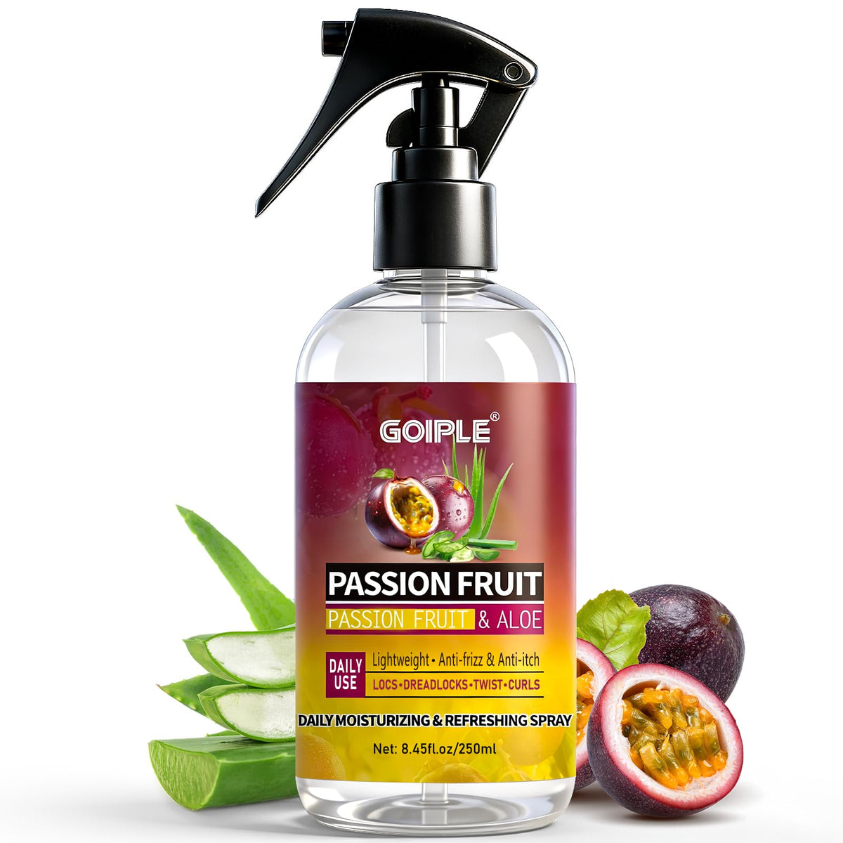 Goiple front packaging showing bottle and clear label benefit