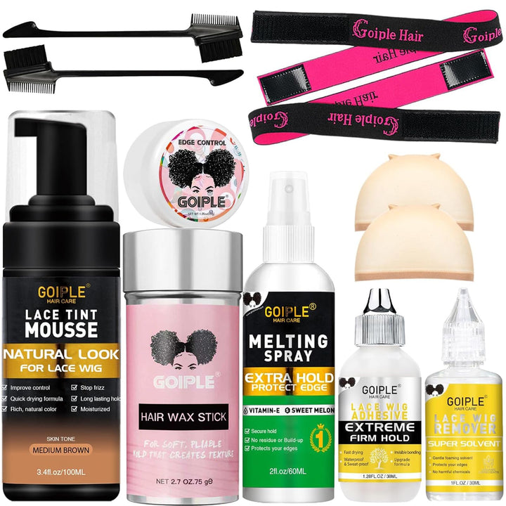 Goiple front packaging showing mocha mousse kit and tools for natural finish