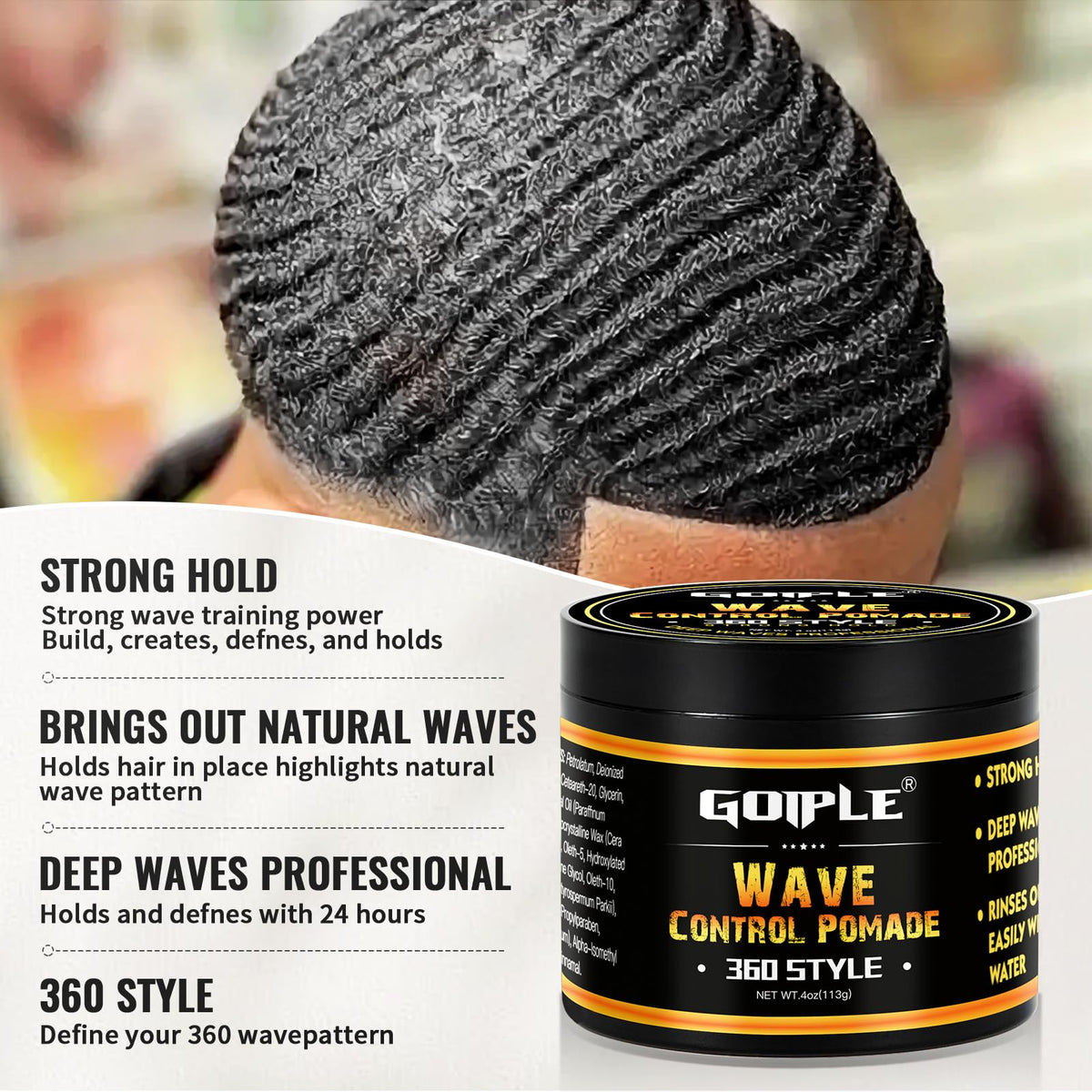 Applying Goiple pomade in hand for even distribution