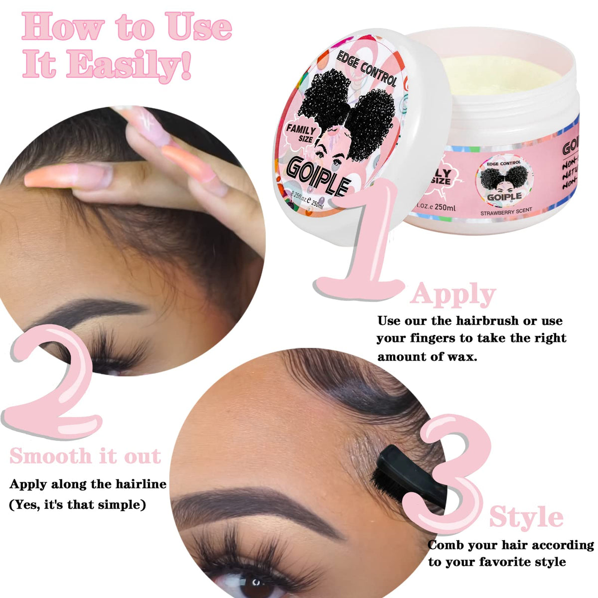 Goiple included brush and adjustable band for gentle styling