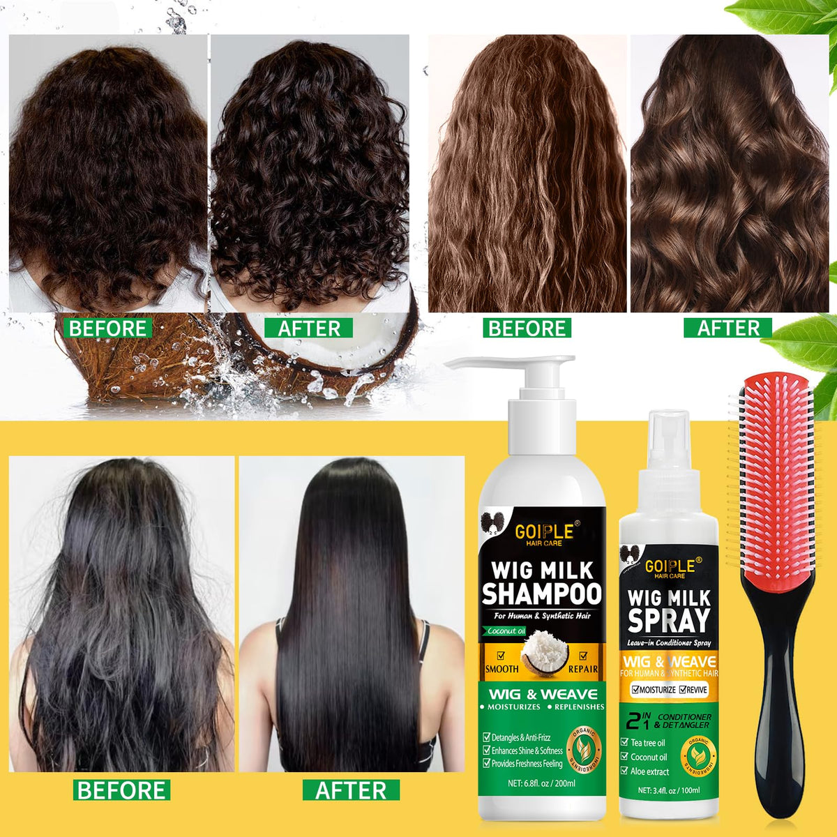 Close-up Goiple product label and ingredients indicating gentle formulation