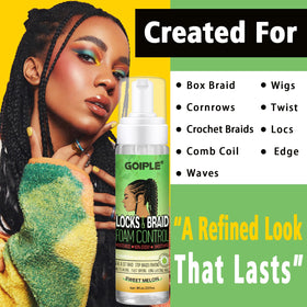 Goiple in lifestyle setting with model wearing braids, brand supports everyday style