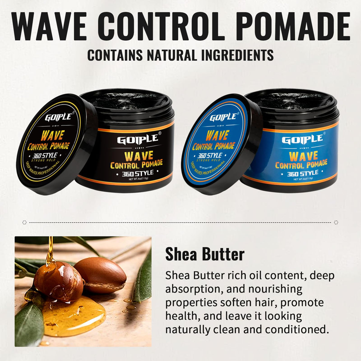Goiple pomade open jar revealing creamy water-based formula