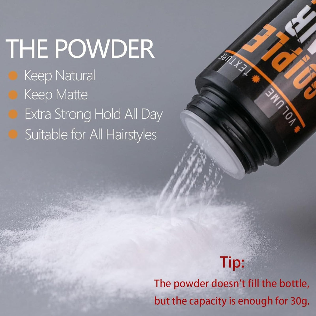 Goiple powder texture close-up demonstrating fine particles for natural volume