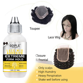 Goiple remover and styling tools laid out for safe glue removal benefit