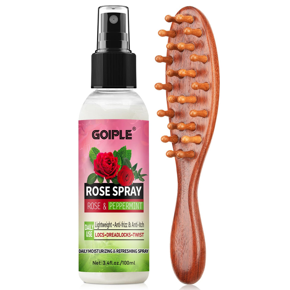 Goiple rose water front bottle showing label and easy-spray benefit