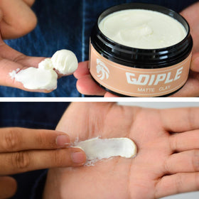 Goiple styled hair side profile showing natural matte finish and hold
