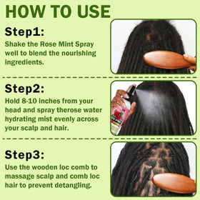 Goiple spray applied to dreadlocks demonstrating lightweight hydration