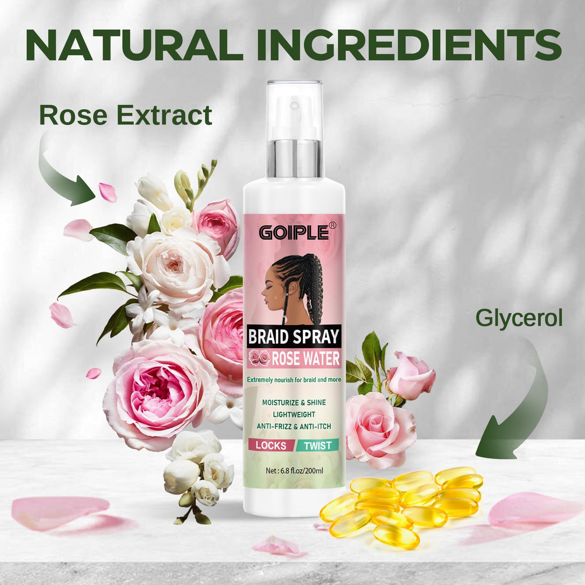 Goiple lifestyle image of model refreshing braids outdoors for on-the-go convenience