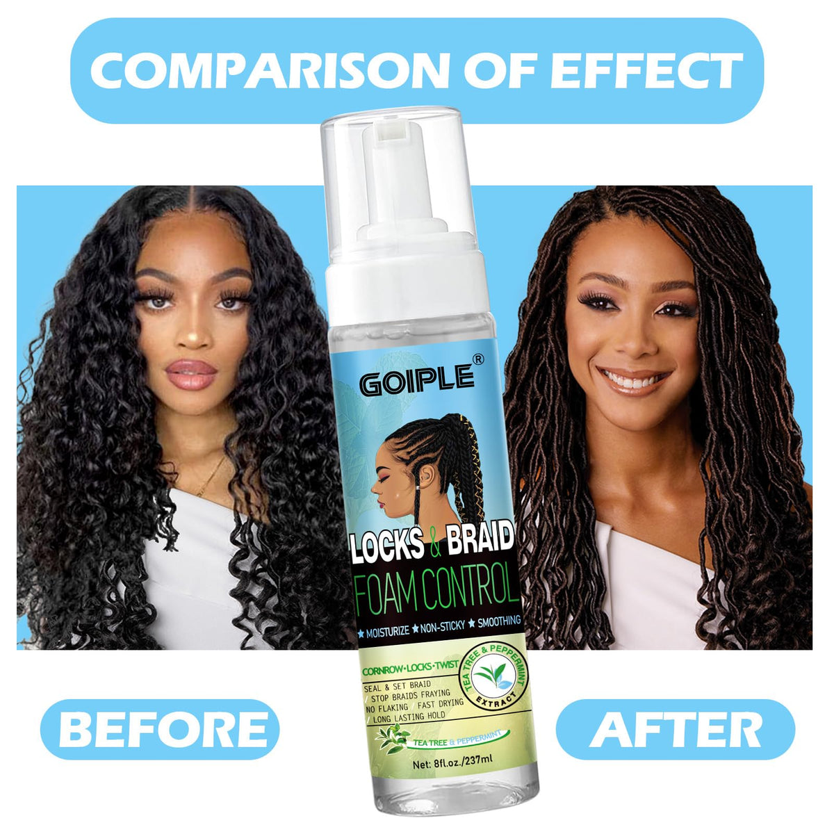Professional stylist applying Goiple mousse to twists for polished finish