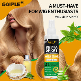 Goiple spray on fiber texture close-up, shows moisturizing effect on strands