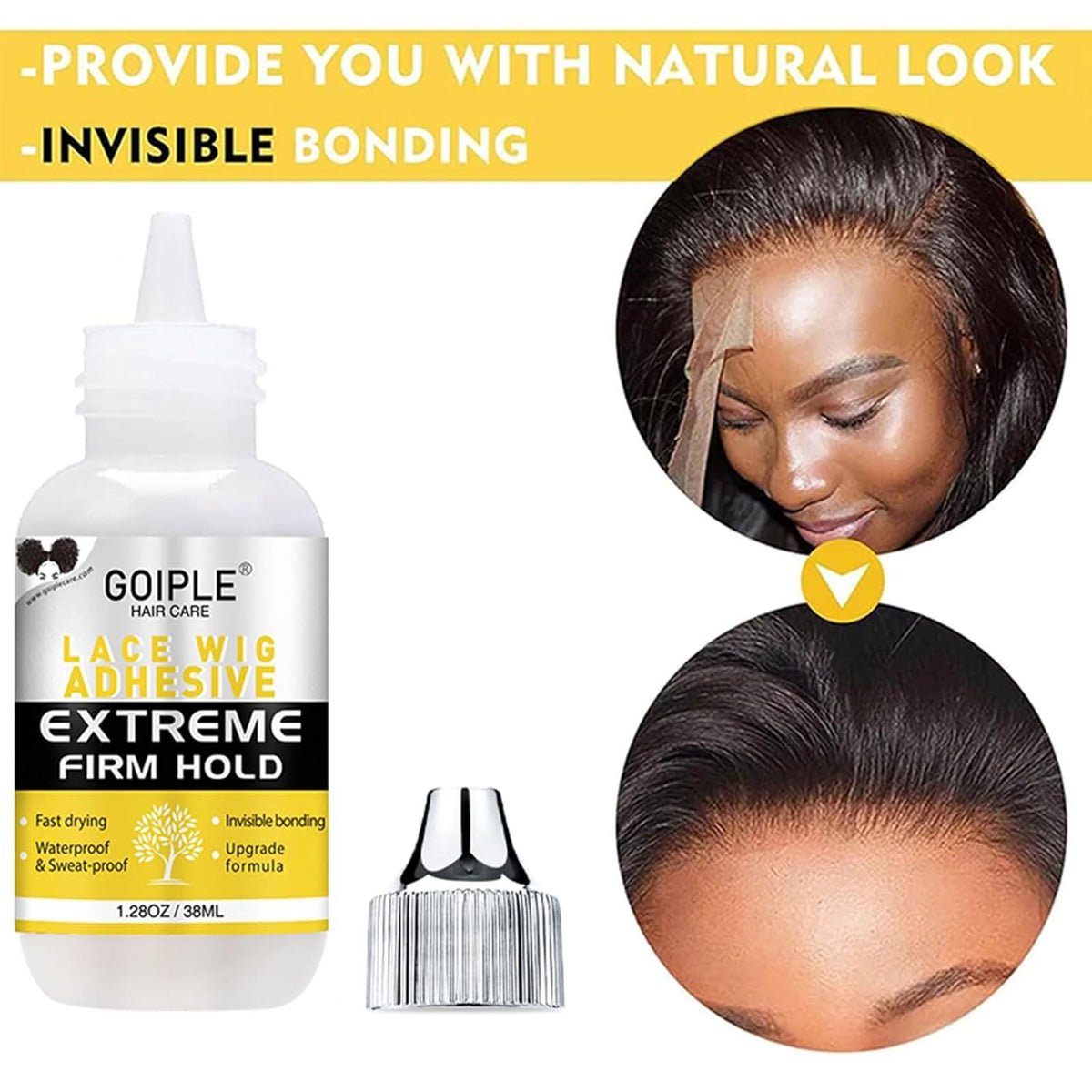 Goiple application hands applying spray for natural-looking hairline benefit
