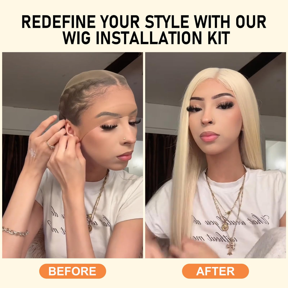 Goiple wig cap and bands displayed for secure fitting and hold