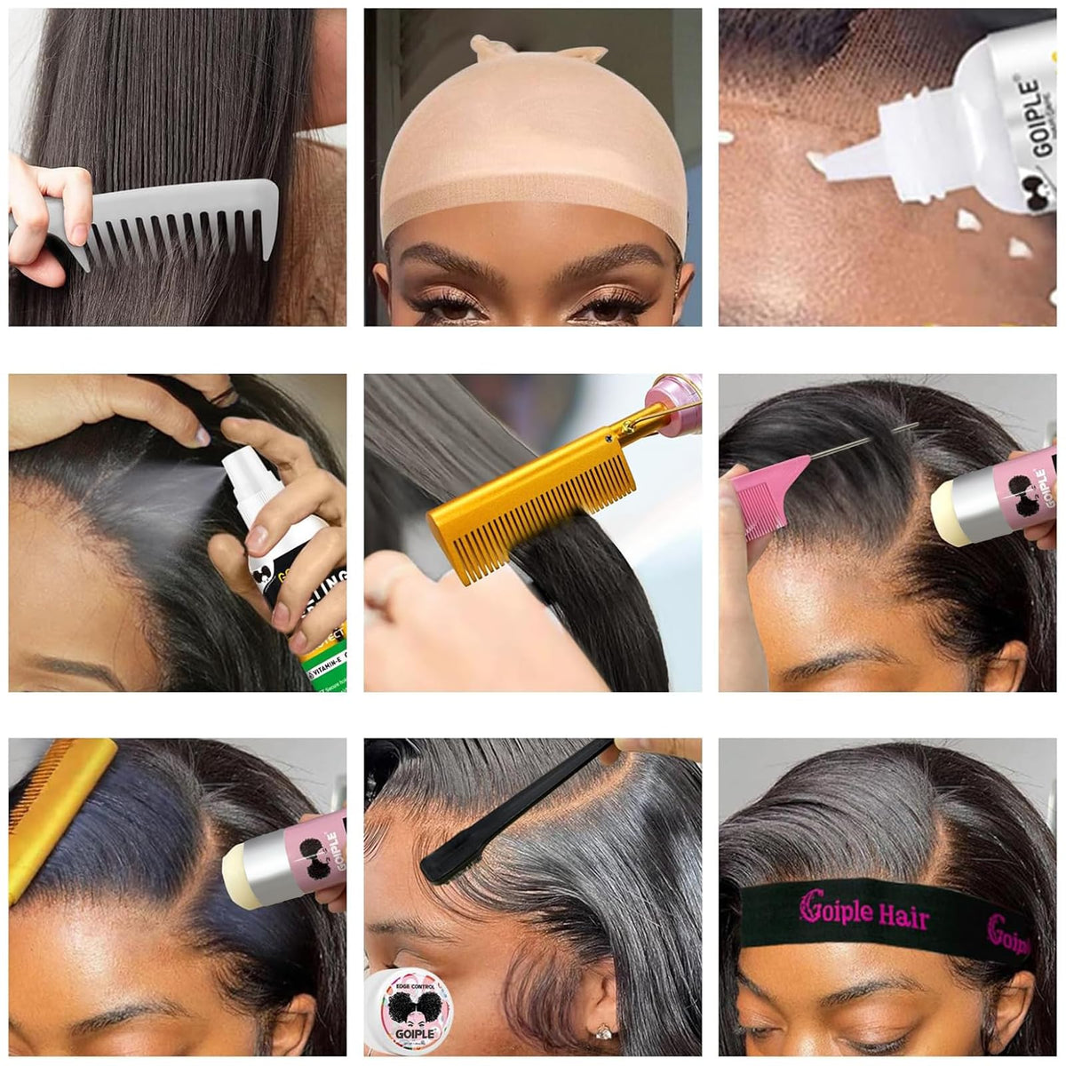Goiple wig glue and remover bottles for secure lace application and gentle removal