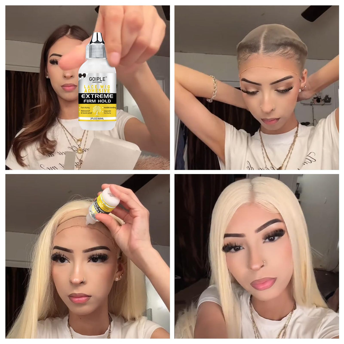 Goiple adhesive securing lace edge for natural hairline blending