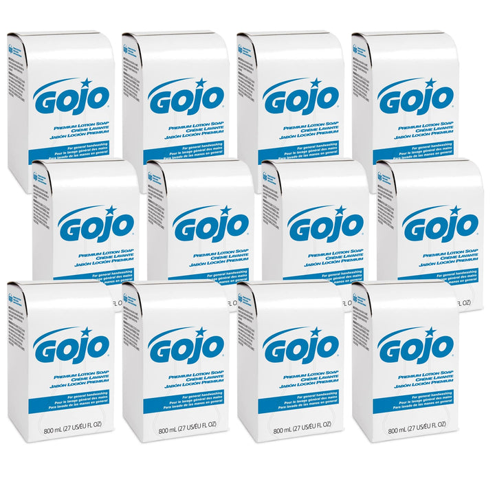 GOJO 800 mL refill front packaging showing product and waterfall scent benefits