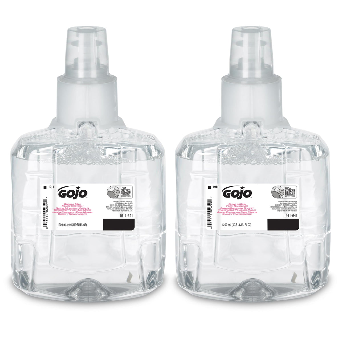 GOJO clear & mild front label showing product identity and benefits