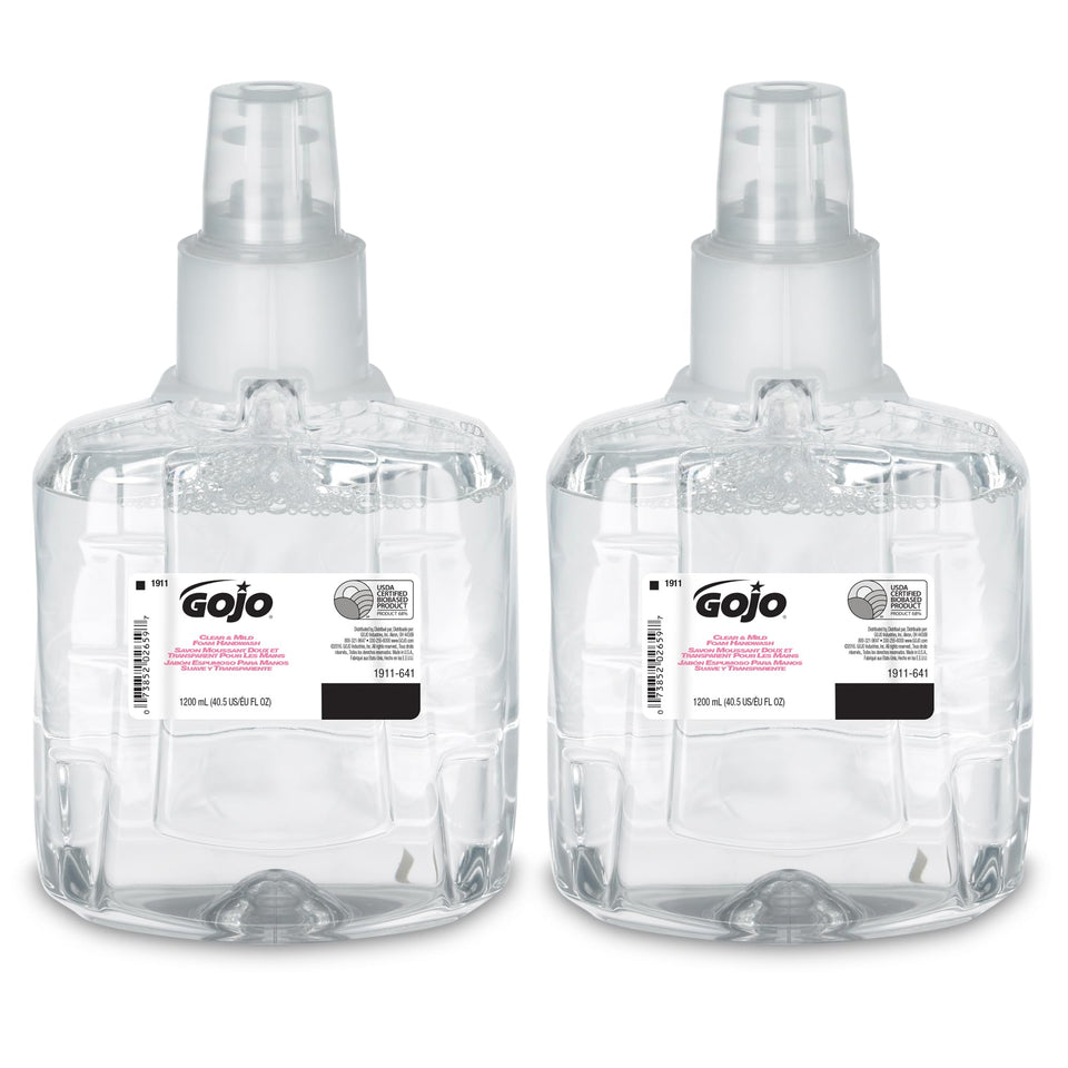GOJO clear & mild front label showing product identity and benefits