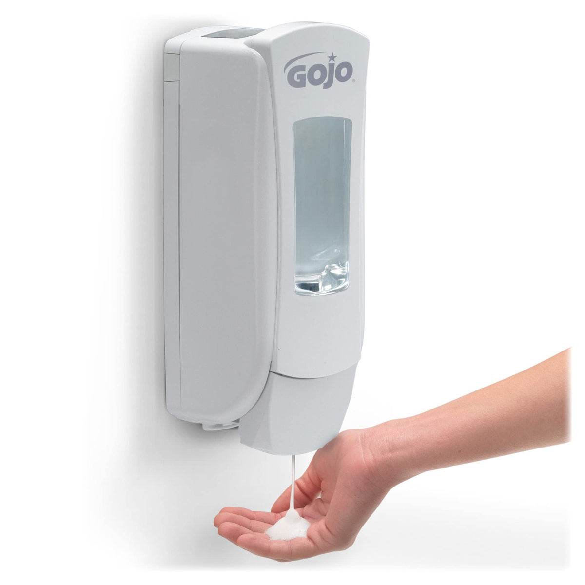 GOJO handwashing in public restroom showing professional hygiene and easy maintenance benefit