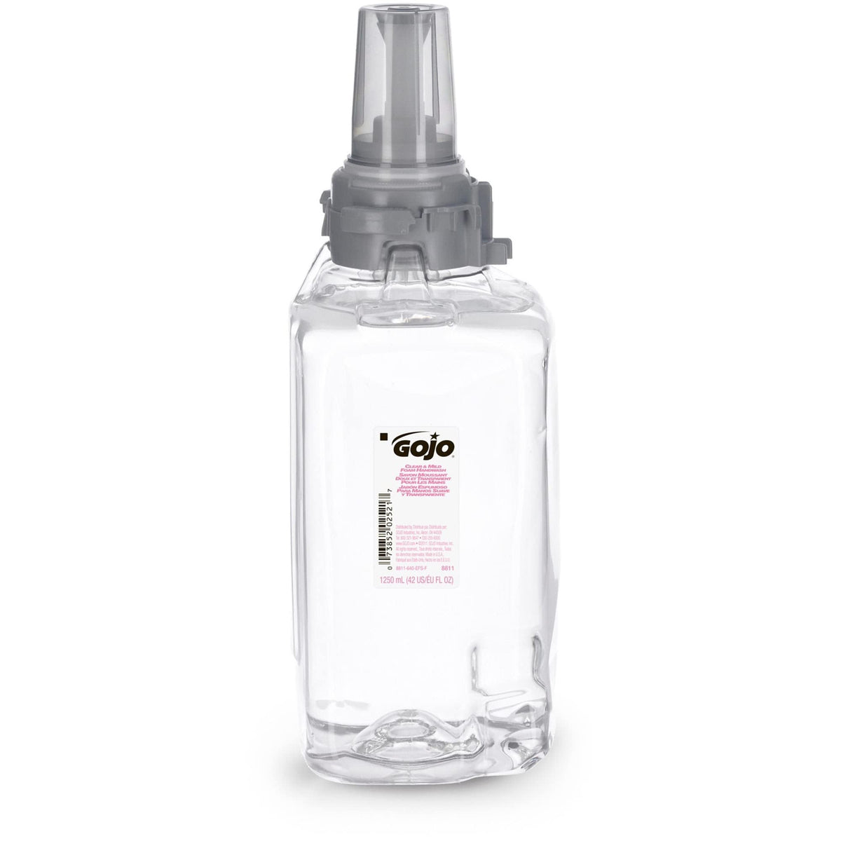 GOJO refill beside common items for scale showing 1250 mL capacity benefit