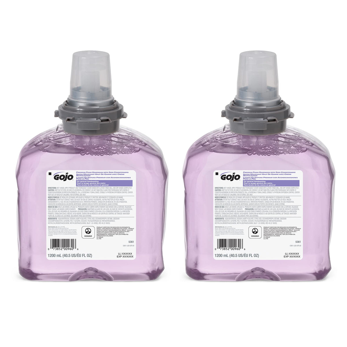 GOJO front packaging 1200 mL cranberry refill showing product and volume benefits