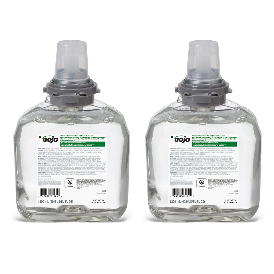 GOJO front packaging showing refill label and certifications for easy identification