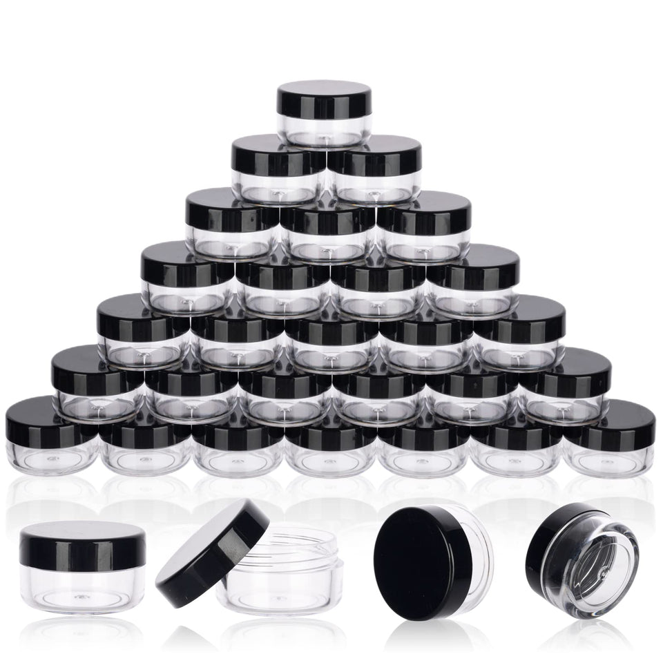 GOLACKY front view of 50 clear sample jars showing organized set benefit