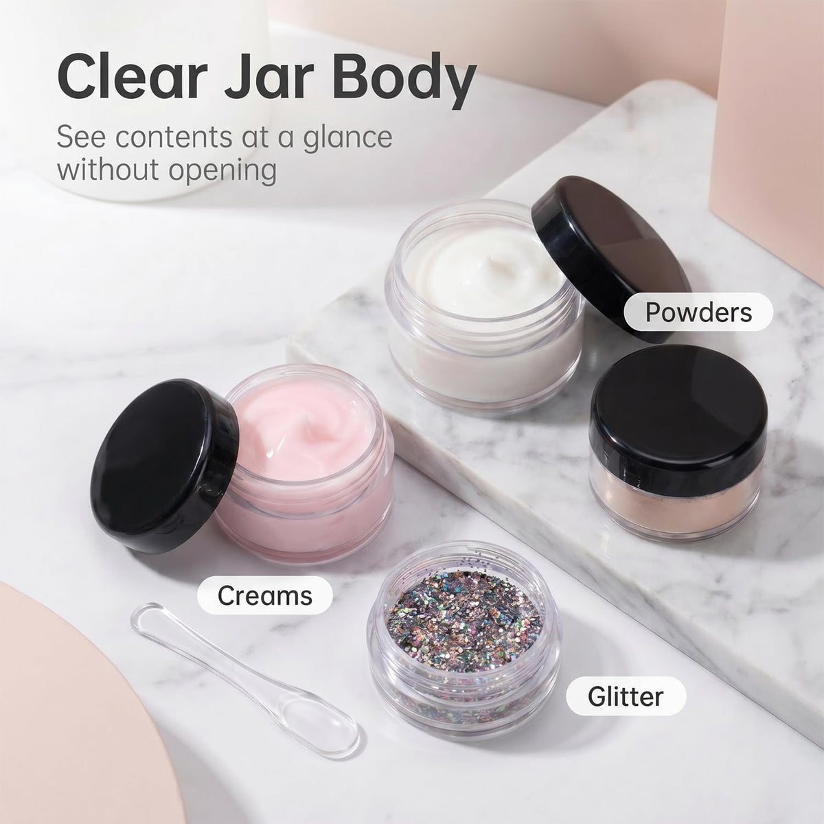 GOLACKY jars with lip balm and cream showing travel-ready portioning