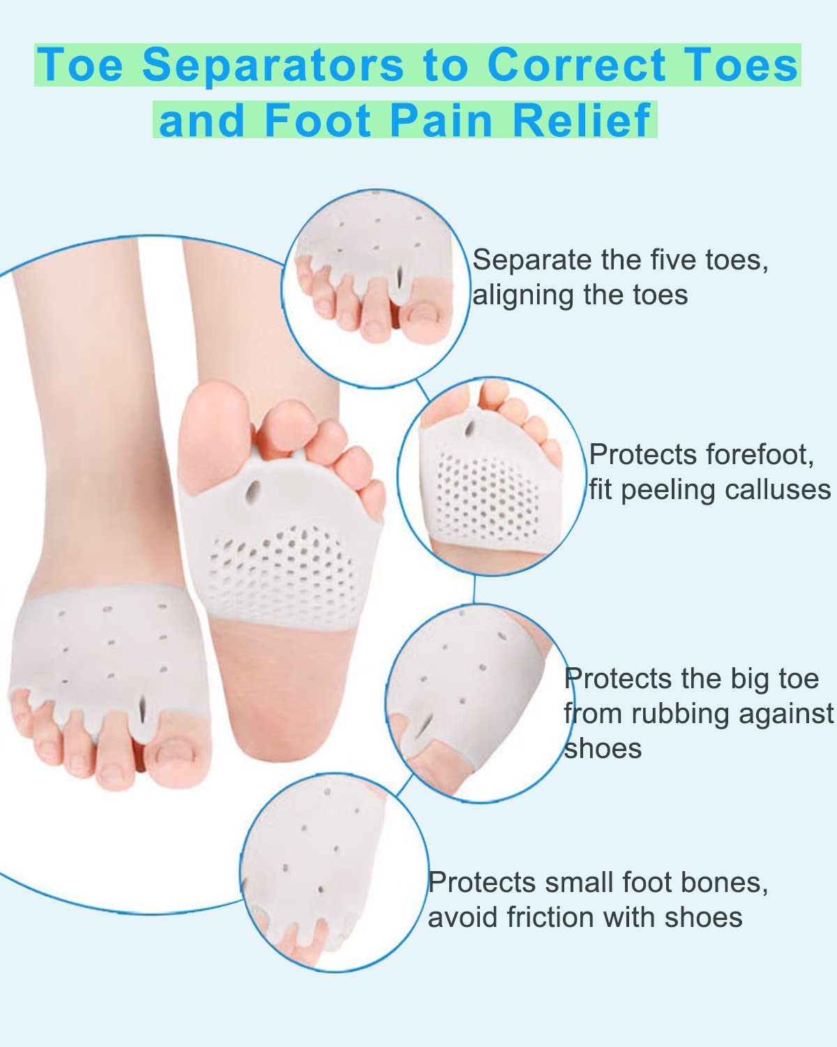 Golbylicc toe spacer inside a shoe demonstrating cushion and fit