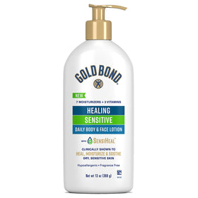 Gold Bond 13 oz pump bottle front view showing label and size for everyday hydration