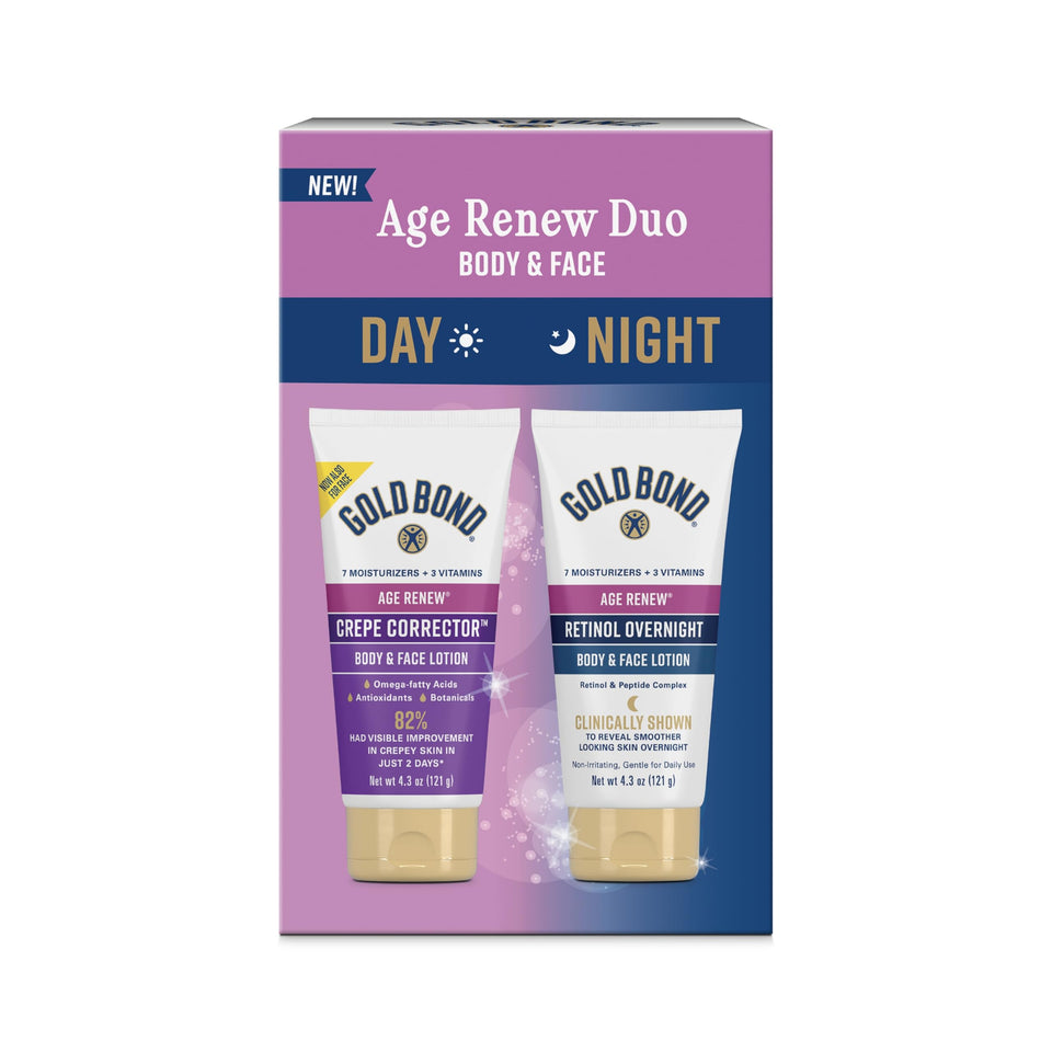 Gold Bond front packaging showing both day and night lotions and benefits