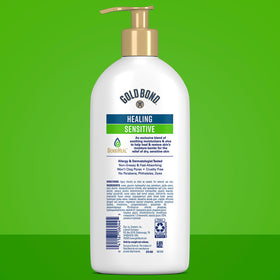 Gold Bond lotion texture close-up highlighting lightweight, fast-absorbing formula