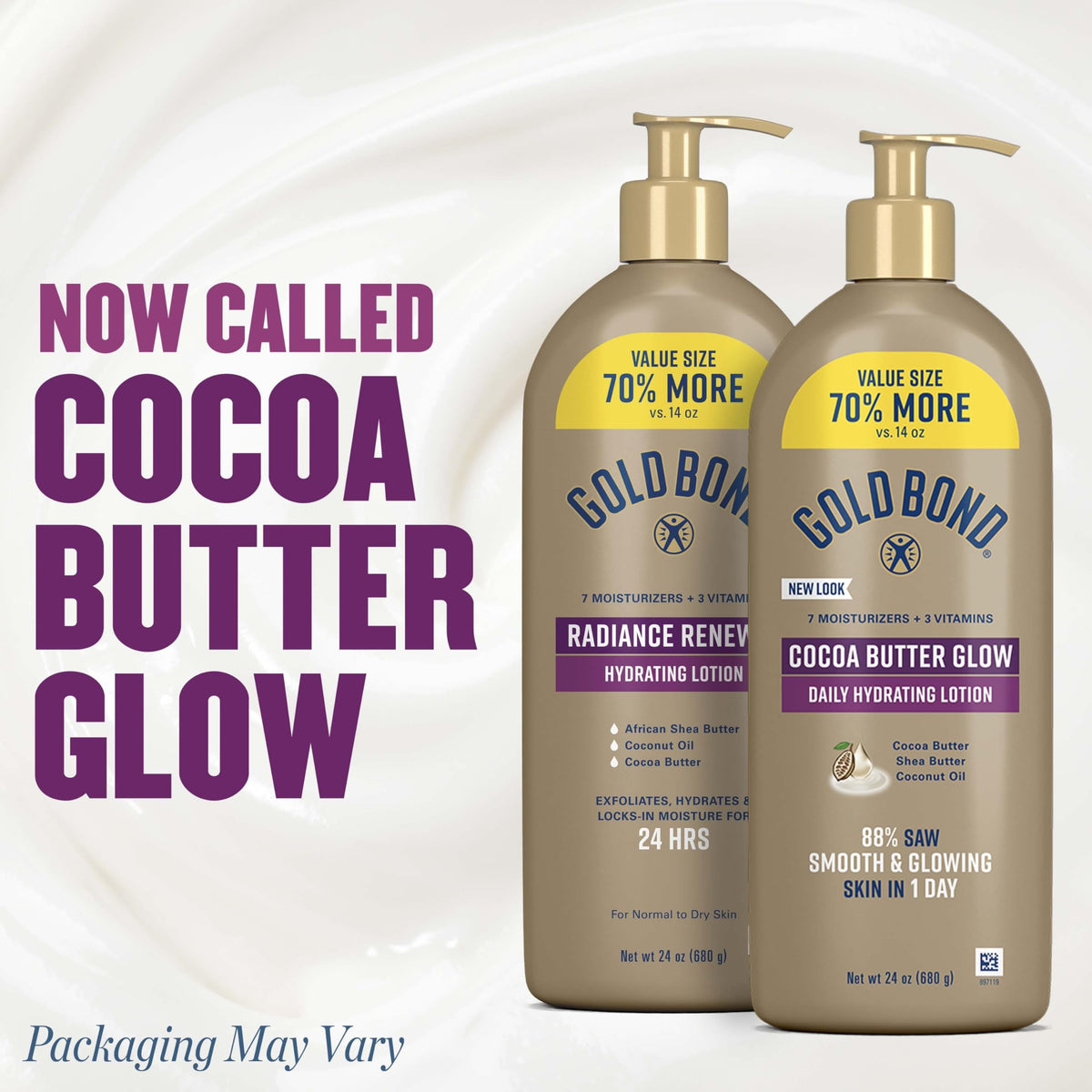 Gold Bond lotion texture close-up showing creamy, non-greasy finish