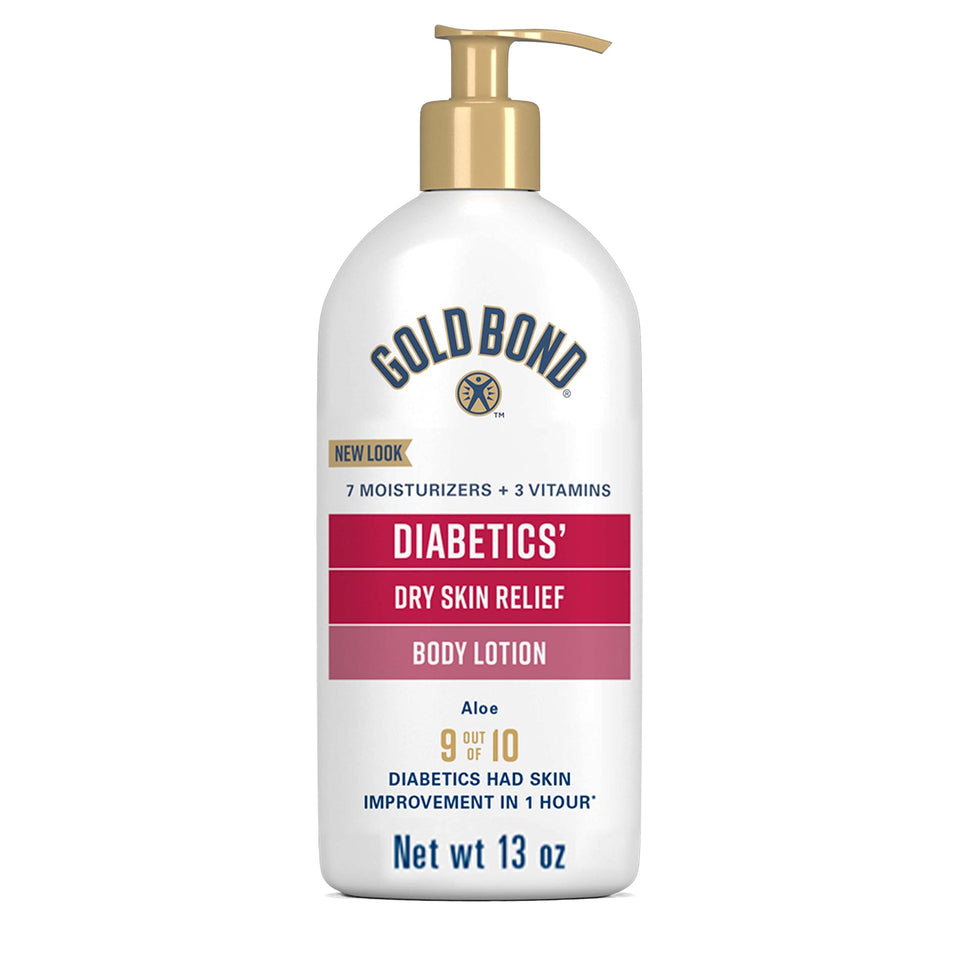 Gold Bond front packaging showing fragrance-free diabetic lotion benefit