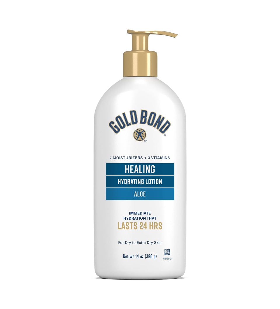 Gold Bond front packaging showing 14 oz pump and benefits